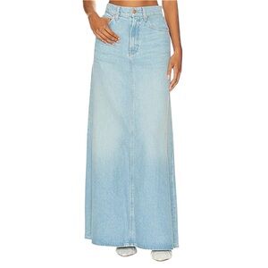 MOTHER Anthropologie Skirt Size 26 Snacks Maxi Light Wash Fall Denim Sugar Cone